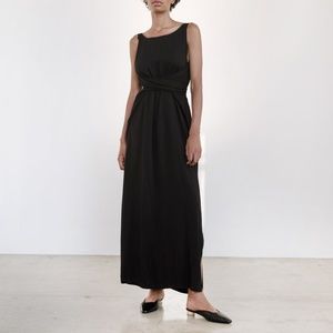 Shaina Mote Maxi Tie Dress Medium Onyx Black